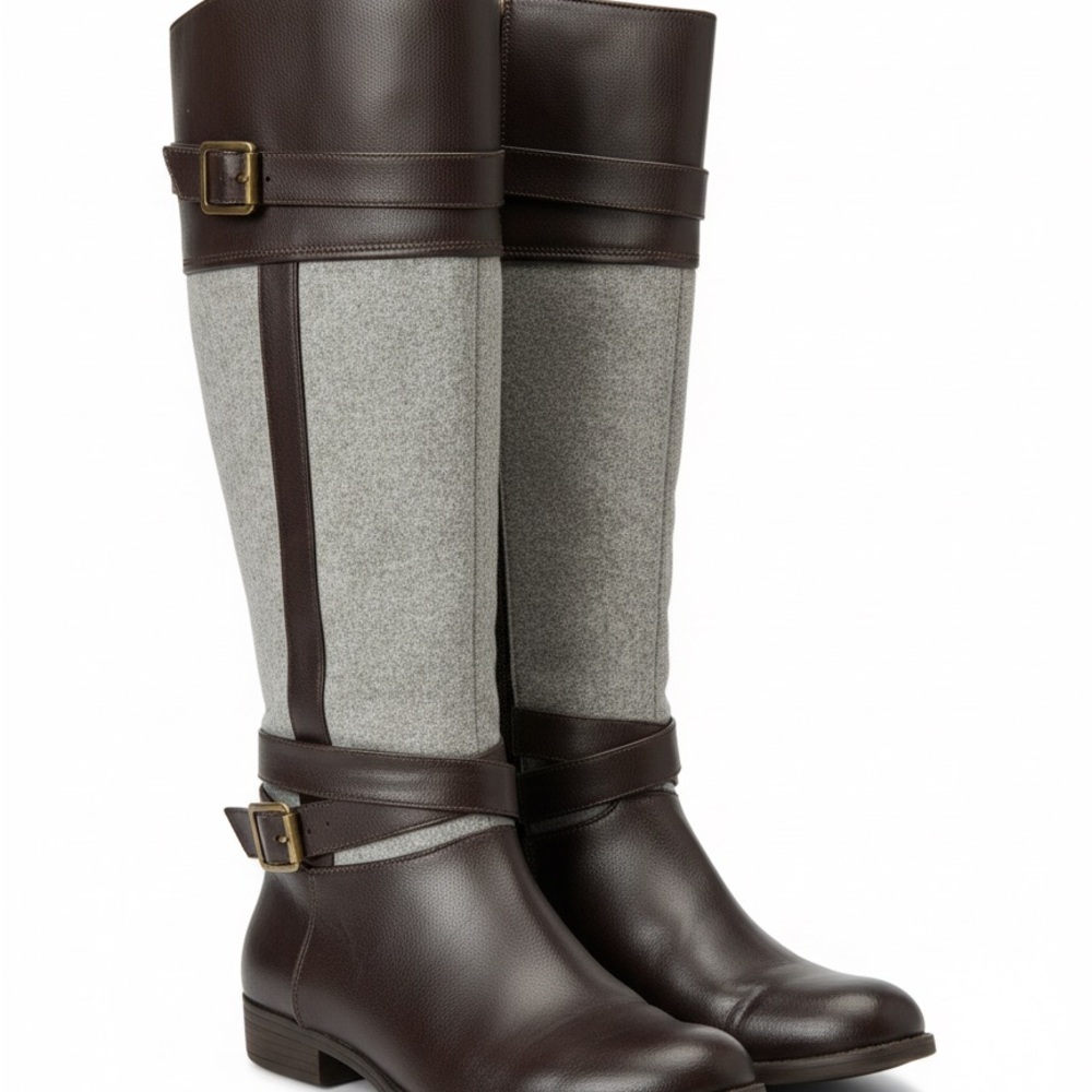 LC Lauren Conrad Brinkley Brown Gray Wool Tall Riding Boots Women's Size 8 M